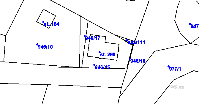 Parcela st. 299 v KÚ Bežerovice, Katastrální mapa