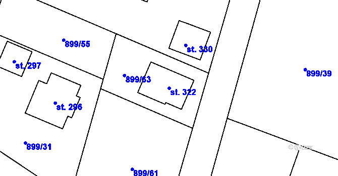 Parcela st. 322 v KÚ Bežerovice, Katastrální mapa