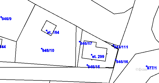 Parcela st. 946/17 v KÚ Bežerovice, Katastrální mapa