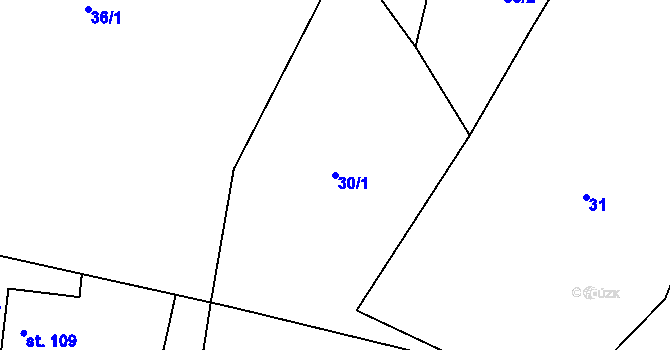 Parcela st. 30/1 v KÚ Černýšovice, Katastrální mapa