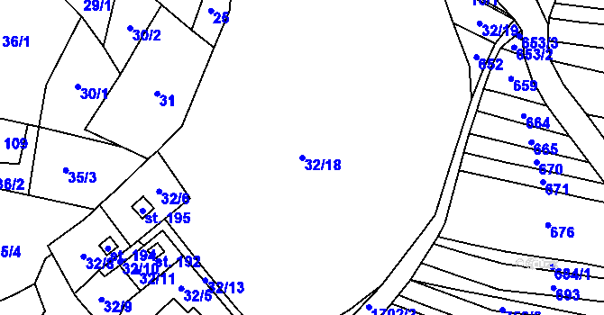 Parcela st. 32/18 v KÚ Černýšovice, Katastrální mapa