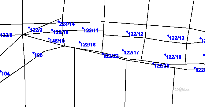 Parcela st. 122/22 v KÚ Černýšovice, Katastrální mapa