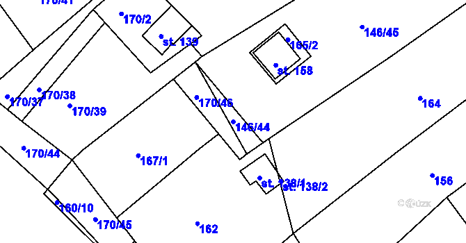 Parcela st. 146/44 v KÚ Černýšovice, Katastrální mapa
