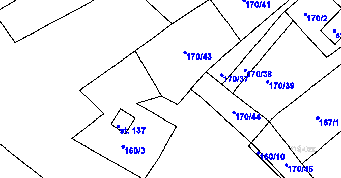 Parcela st. 160/6 v KÚ Černýšovice, Katastrální mapa