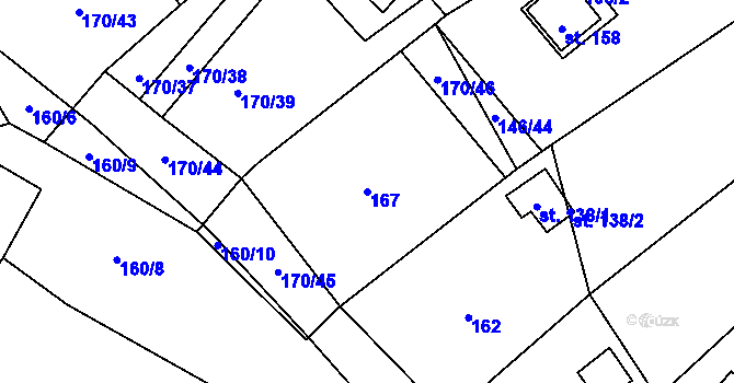 Parcela st. 167 v KÚ Černýšovice, Katastrální mapa