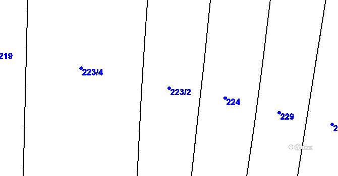 Parcela st. 223/2 v KÚ Černýšovice, Katastrální mapa