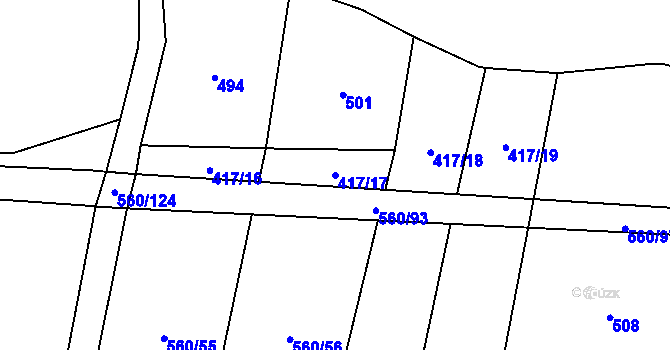 Parcela st. 417/17 v KÚ Černýšovice, Katastrální mapa