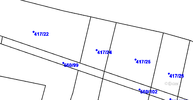 Parcela st. 417/24 v KÚ Černýšovice, Katastrální mapa