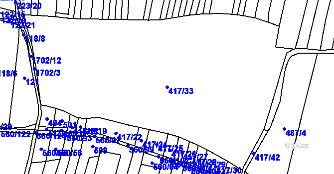 Parcela st. 417/33 v KÚ Černýšovice, Katastrální mapa