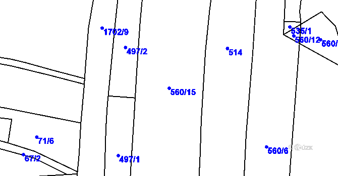 Parcela st. 560/15 v KÚ Černýšovice, Katastrální mapa