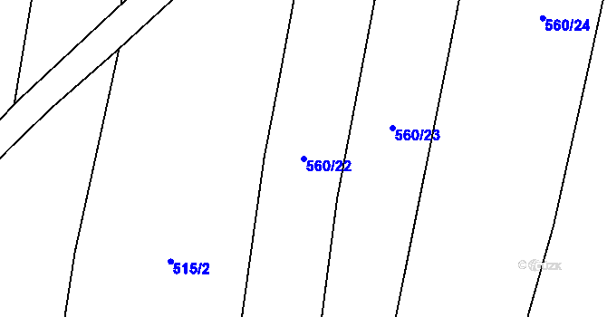 Parcela st. 560/22 v KÚ Černýšovice, Katastrální mapa