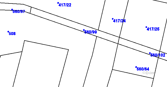 Parcela st. 560/62 v KÚ Černýšovice, Katastrální mapa