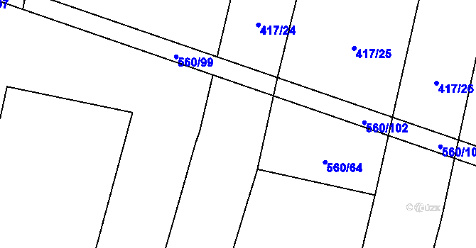 Parcela st. 560/63 v KÚ Černýšovice, Katastrální mapa