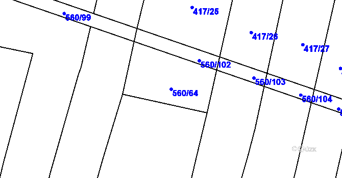 Parcela st. 560/64 v KÚ Černýšovice, Katastrální mapa