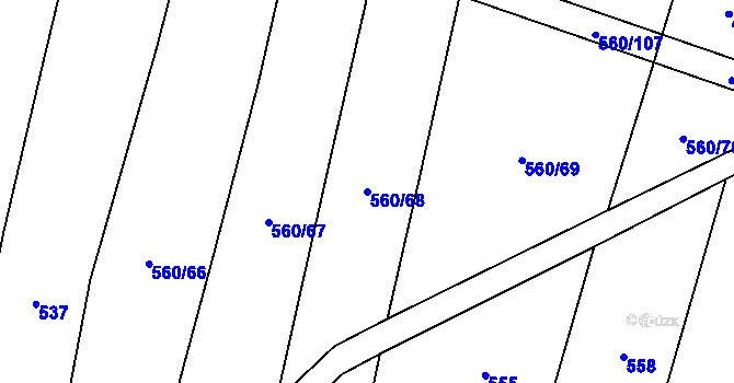Parcela st. 560/68 v KÚ Černýšovice, Katastrální mapa