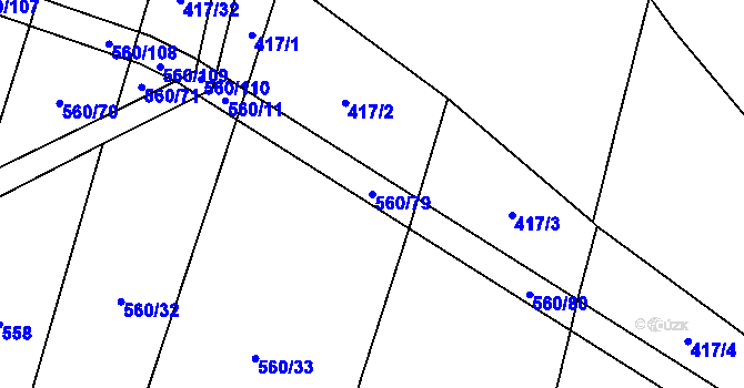 Parcela st. 560/79 v KÚ Černýšovice, Katastrální mapa