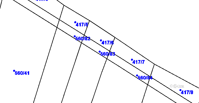 Parcela st. 560/83 v KÚ Černýšovice, Katastrální mapa