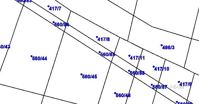 Parcela st. 560/85 v KÚ Černýšovice, Katastrální mapa
