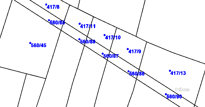 Parcela st. 560/87 v KÚ Černýšovice, Katastrální mapa