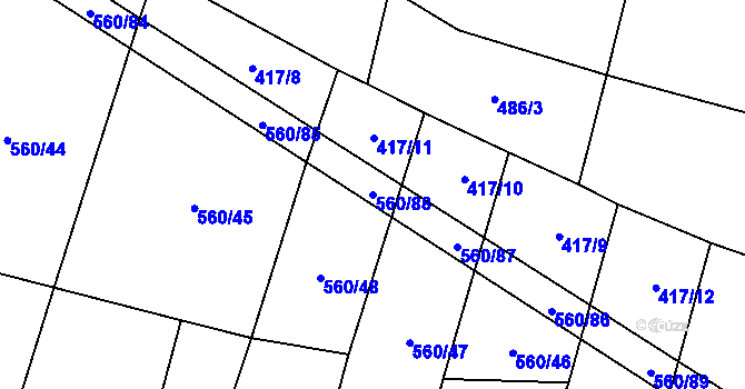 Parcela st. 560/88 v KÚ Černýšovice, Katastrální mapa