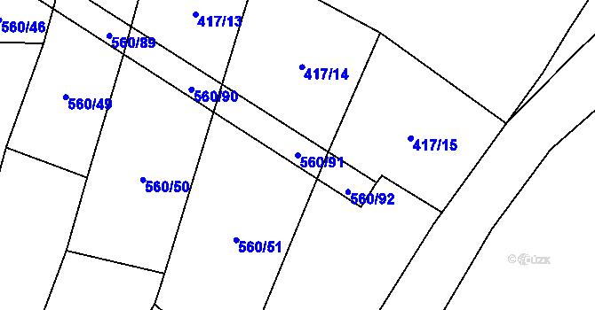 Parcela st. 560/91 v KÚ Černýšovice, Katastrální mapa