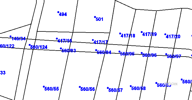 Parcela st. 560/94 v KÚ Černýšovice, Katastrální mapa