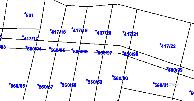 Parcela st. 560/97 v KÚ Černýšovice, Katastrální mapa