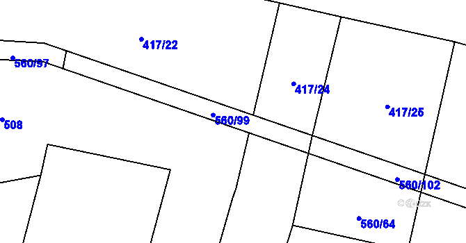 Parcela st. 560/100 v KÚ Černýšovice, Katastrální mapa