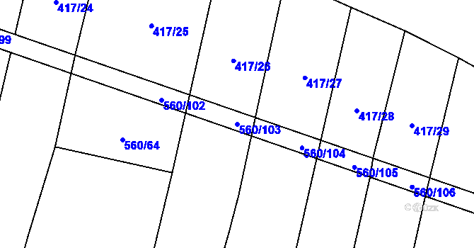 Parcela st. 560/103 v KÚ Černýšovice, Katastrální mapa