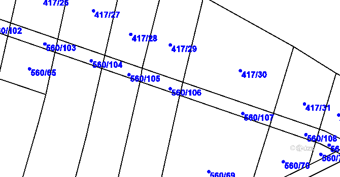 Parcela st. 560/106 v KÚ Černýšovice, Katastrální mapa