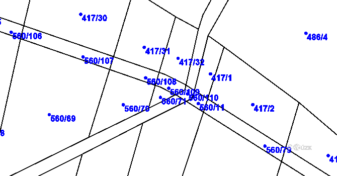 Parcela st. 560/109 v KÚ Černýšovice, Katastrální mapa