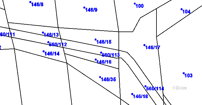 Parcela st. 560/113 v KÚ Černýšovice, Katastrální mapa