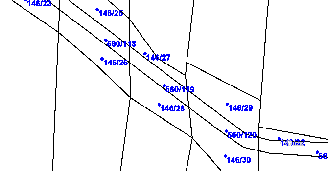 Parcela st. 560/119 v KÚ Černýšovice, Katastrální mapa