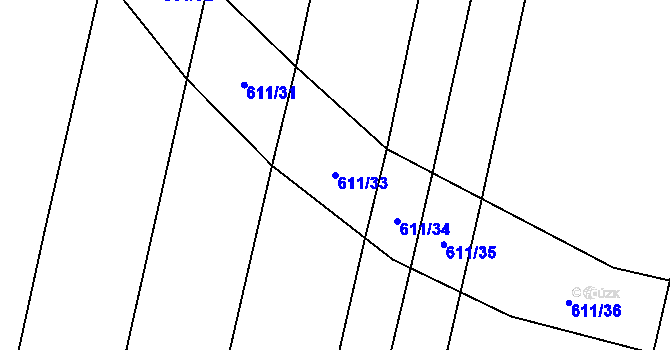 Parcela st. 611/33 v KÚ Černýšovice, Katastrální mapa