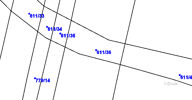 Parcela st. 611/36 v KÚ Černýšovice, Katastrální mapa