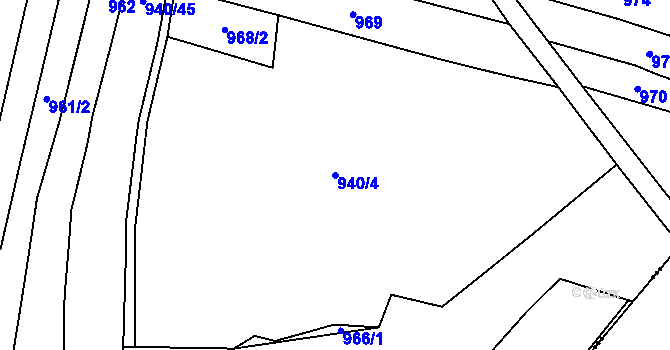 Parcela st. 940/4 v KÚ Černýšovice, Katastrální mapa