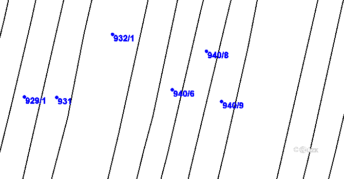 Parcela st. 940/6 v KÚ Černýšovice, Katastrální mapa