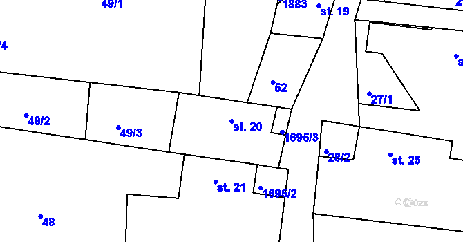 Parcela st. 20 v KÚ Černýšovice, Katastrální mapa