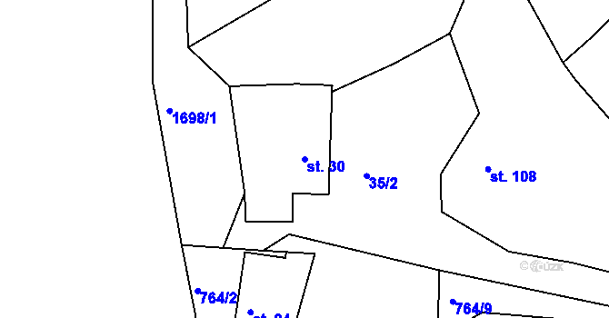 Parcela st. 30 v KÚ Černýšovice, Katastrální mapa
