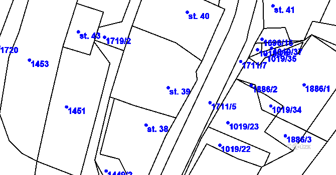 Parcela st. 39 v KÚ Černýšovice, Katastrální mapa