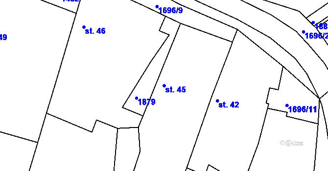Parcela st. 45 v KÚ Černýšovice, Katastrální mapa