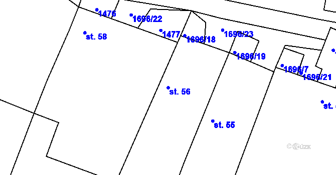 Parcela st. 56 v KÚ Černýšovice, Katastrální mapa