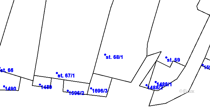 Parcela st. 68/1 v KÚ Černýšovice, Katastrální mapa