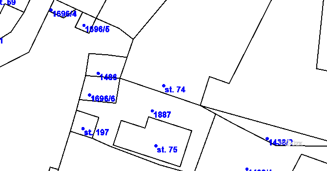Parcela st. 74 v KÚ Černýšovice, Katastrální mapa