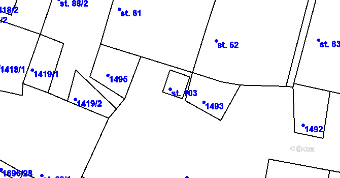 Parcela st. 103 v KÚ Černýšovice, Katastrální mapa