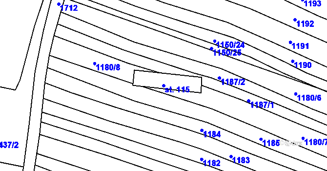 Parcela st. 115 v KÚ Černýšovice, Katastrální mapa