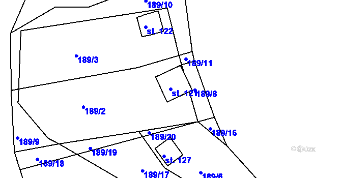 Parcela st. 121 v KÚ Černýšovice, Katastrální mapa