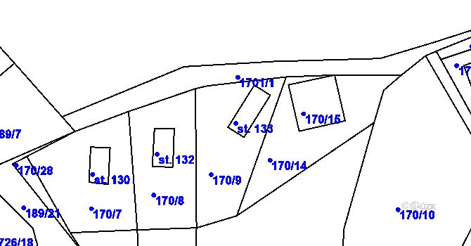 Parcela st. 133 v KÚ Černýšovice, Katastrální mapa