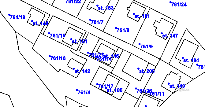 Parcela st. 146 v KÚ Černýšovice, Katastrální mapa