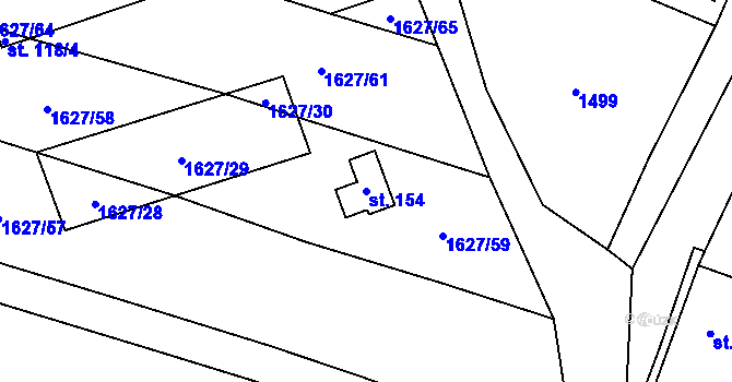 Parcela st. 154 v KÚ Černýšovice, Katastrální mapa